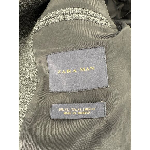 Zara Men Gray Wool Blend Mens Coat With Faux Fur Collar & Button Cuffs - Picture 7 of 12